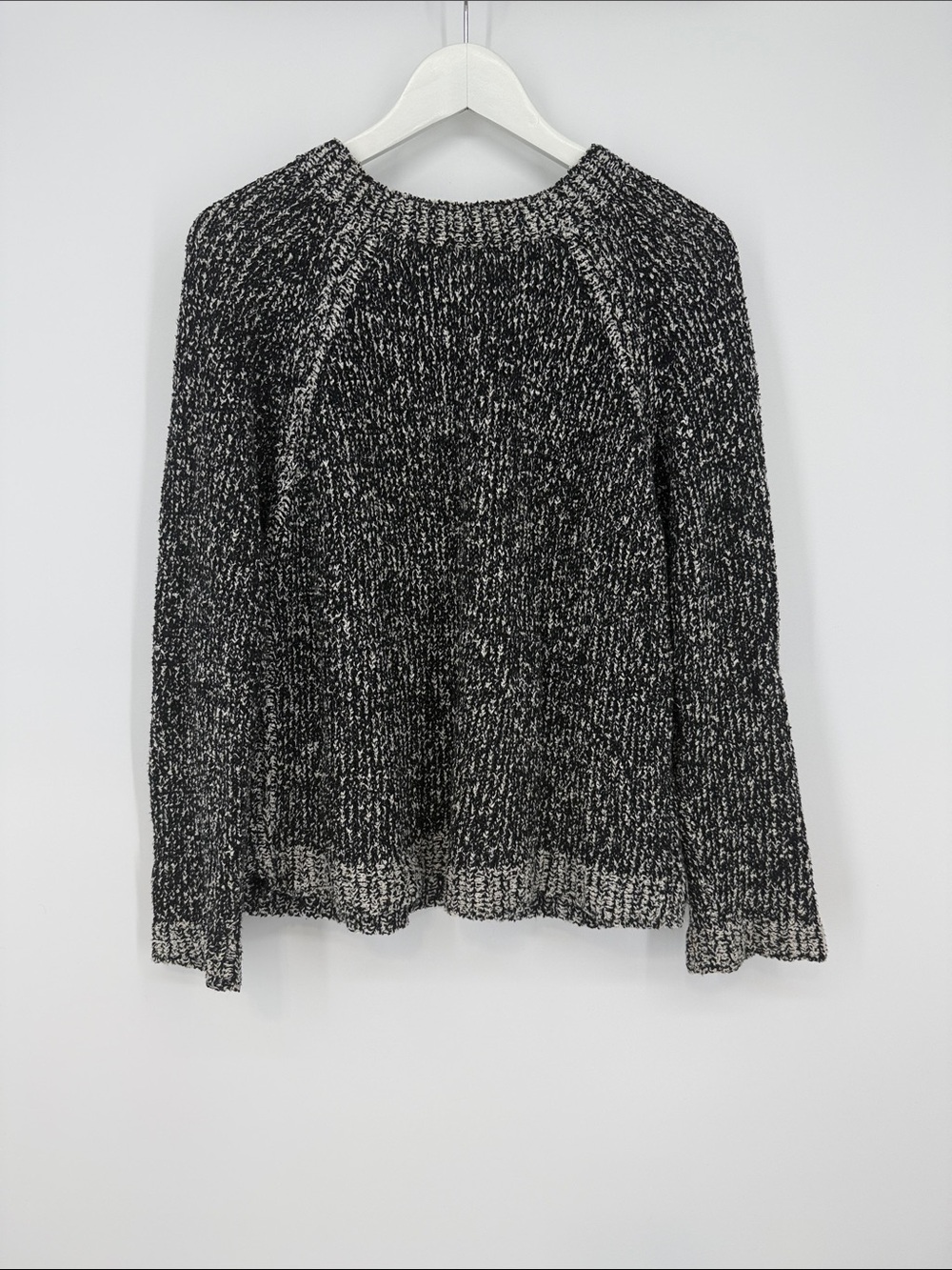 Eileen Fisher Black & White Marled Crewneck Sweater Size Small